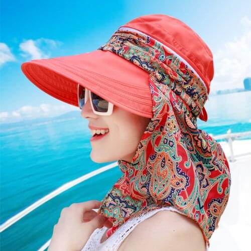 Floral Printed Summer Sun Hats for Women Chapeu Feminino Foldable Visors Cap Sun Collapsible Anti-UV Wide Brim Hat