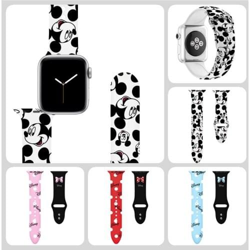 Disney Mickey mouse Silica gel loop Band for iWatch 40mm 44mm Sports Strap Tour band for Apple watch 42mm 38mm 2 3 4 5 6 SE gift