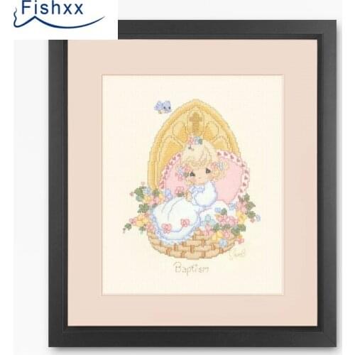 European Style Fishxx Cross Stitch 14CT Kit H019 Cute Cartoon Characters Flowers Surrounded By Girls Hand Sewing