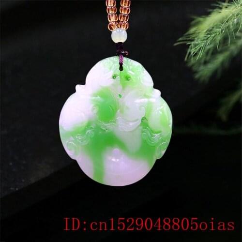 Green Jade Pixiu Pendant Chinese Jadeite Natural Jewelry Carved for Gifts Dragon Fashion Women Charm Necklace Amulet