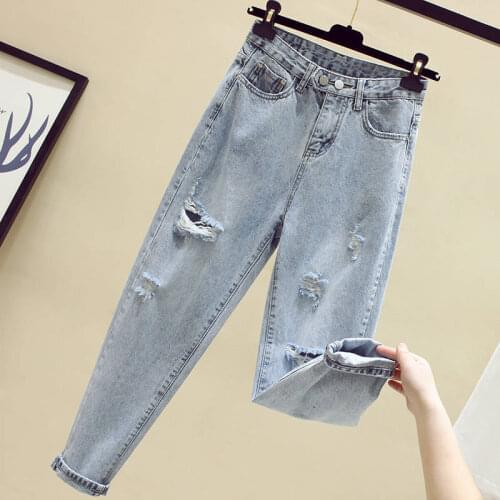 Summer 2020 Ripped Jeans Women Clothes Vintage Blue Pants High Waist Fashion Casual Pantalones De Mujer Streetwear Korean Style