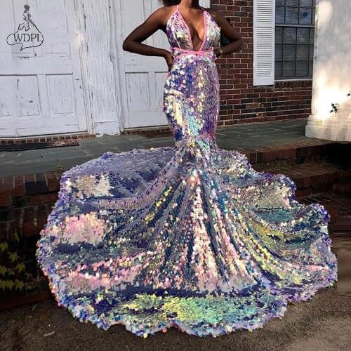 Robe African Sequins Prom Dresses Mermaid Evening Gown Arabic Dubai 2020 Customized Plus Size Woman Party Night Gowns Kaftans