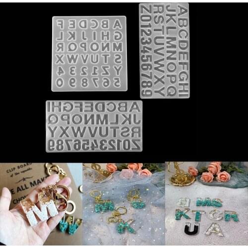 1Set Tassl Keychain Pendant Casting Silicone Molds Alphabet Letter Number Epoxy Resin Mold DIY Crafts Jewelry Making Tools