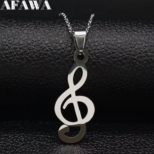 2021 Fashion Note Stainless Steel Necklace for Women Gift Silver Color Necklaces & Pendants Jewellery colgantes N18929
