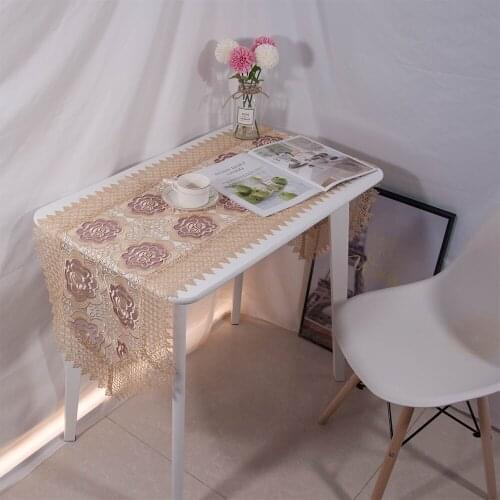 45x150cm Creative Hollow Embroidered Rose Burgundy Color Table Runner For Wedding Party Banquet Decoration Dresser Cover