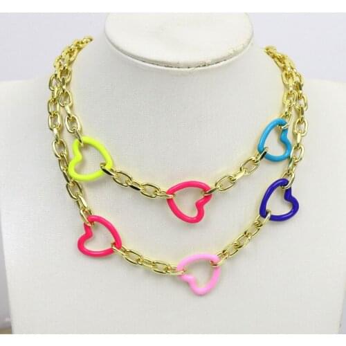 5 Pcs Handmade Enamel Heart pendant Necklace Punk Necklace Jewelry Accessories Jewelry Necklace Gift 9919