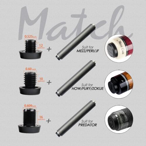 Billiard Extension with Bumper Carbon Fiber Extension Billiard Accessories for Mezz Predator FURY KONLLEN HOW PERI Jflowers Cue