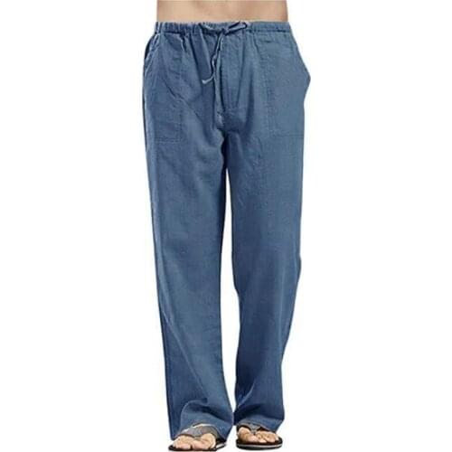 10 Color Pocket Trousers Casual Home Pants Mens Women Trousers Linen Large Size