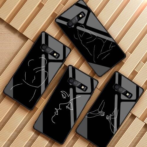 Minimalist style series lines For Samsung Galaxy NOTE 8 9 S8 S9 S10 PLUS A8 A8P J6 J8 2018 Tempered Glass Phone Case