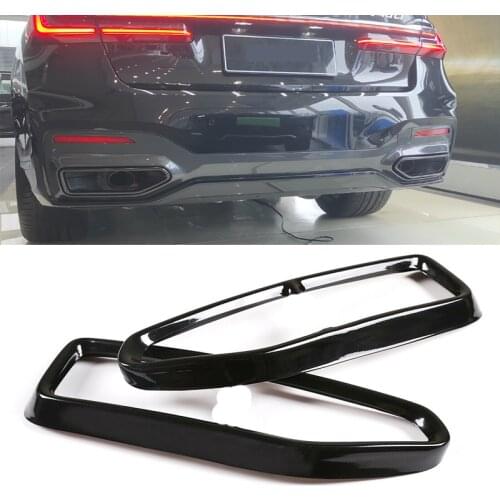 Fit For BMW 7 Series G11 G12 2019 2020 1Pair Black Car Exhaust Muffler Tip Cover