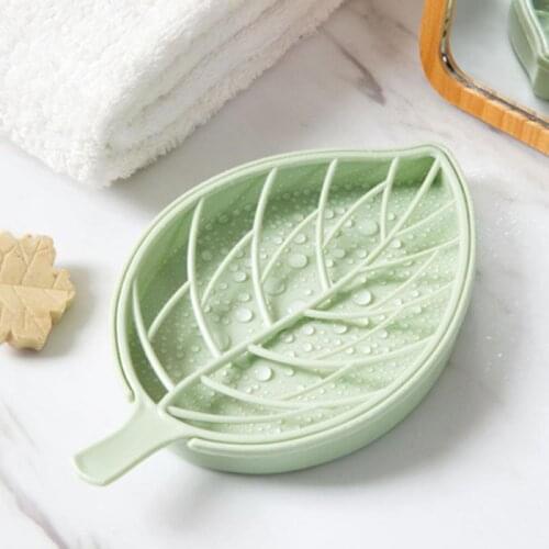 Sponge Holder Non-slip Storage Rack Drain Soap Box Tray Leaf Shape 1 Pcs Shower Soap Tray Bathroom Tool Soap Dish Plate Holder