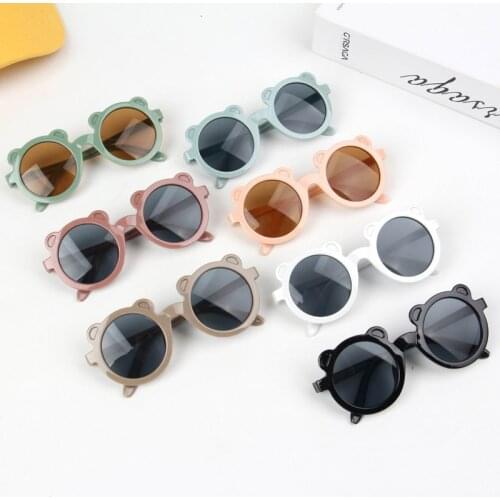 Cute Cartoon Bear Kids Glasses Outdoor Beach Kids Children Sun Glass Girls Boys Sunglasses Round Street Beat Baby Boy Eyeglasses