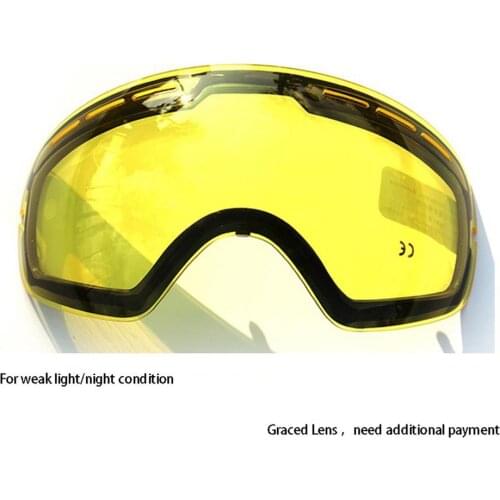 GOG 201 Lens Yellow Graced Magnetic Lens For Ski Goggles Spherical Ski Glasses Night Skiing Lens