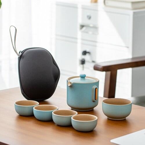 Chinese Travel Kung Fu Tea Set Ceramic Portable Teapot Porcelain Teaset Gaiwan Tea Cups of Tea Ceremony Tea Pot With Travel Bag