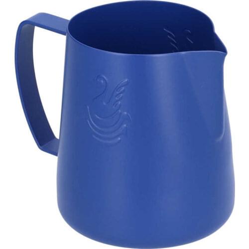 400ml/600ml Stainless Steel Coffee Cup Milk Pitcher Blue Latte Frothing Cup with Non-Drip Water Outlet for Kitchen Office Shop