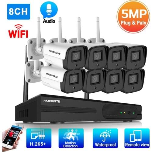 5MP CCTV Wifi Video Surveillance Kit 8CH Outdoor Waterproof Security IP Camera Wifi Wireless System Set 8 Channel NVR Kit ONVIF
