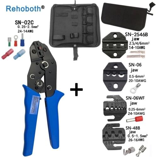 Crimping pliers kit package SN-02C 4 jaw for 0.25-2.5mm 24-14AWG Insulated Terminals and butt connectors Electric Clamp Tools