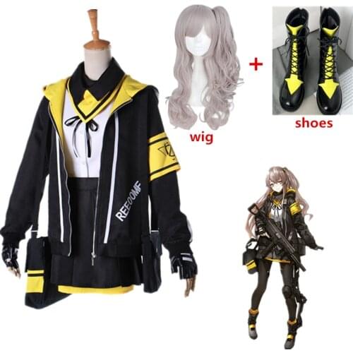 Anime Game Girls Frontline Ump45 Cosplay Costumes Uniform Full Sets include jacket+shirt+skirt+Wig+bags+gloves+Accessories