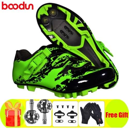 BOODUN Self-Locking Cycling Shoes Sapatilha Ciclismo Mtb Men Sneakers Add SPD Pedal Mountain Bike Racing Athletic Bicycle Shoes