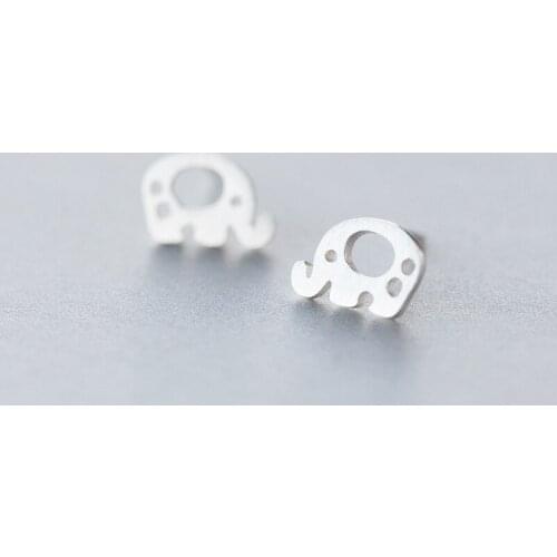 MloveAcc Hot Sale 100% Real 925 Sterling Silver Earring Cute Elephant Stud earrings for Women Jewelry Silver Animal Earrings