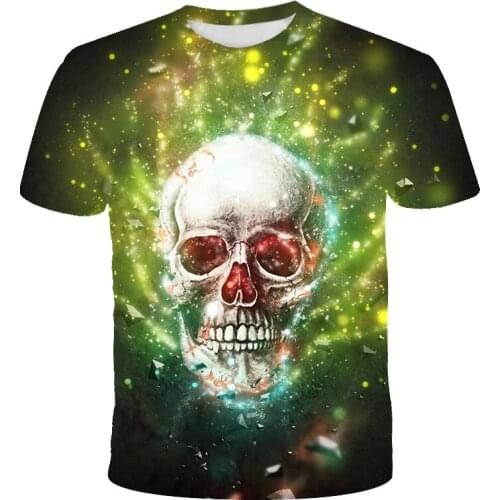Fashion Trend Mens T Shirt Skull 3d Printing Punk Style Summer Casual Short-sleeved Mens O-neck Oversized T-shirt Tops Xxs-6xl