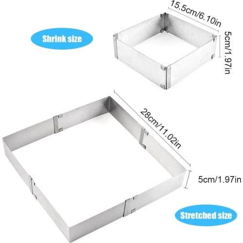New Adjustable Square Cake Mold Stainless Steel Mousse Cake Pastry Telescopic Mould Baking Tool