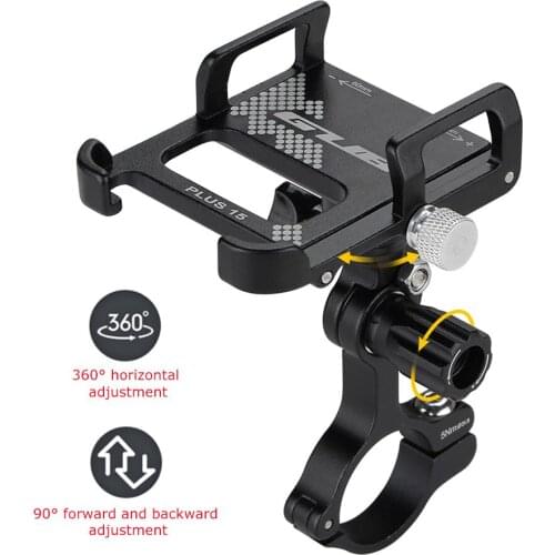New GUB Plus15 Aluminum Bicycle Phone Mount Bracket Adjustable Bike Smartphone Stand Holder Cycling Accessories for 3.5-6.5 inch