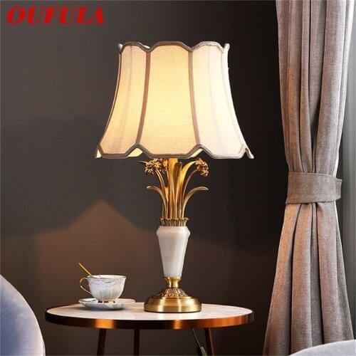 OUFULA Dimmer Brass Table Lamp Desk Light Contemporary Luxury LED Decoration for Home