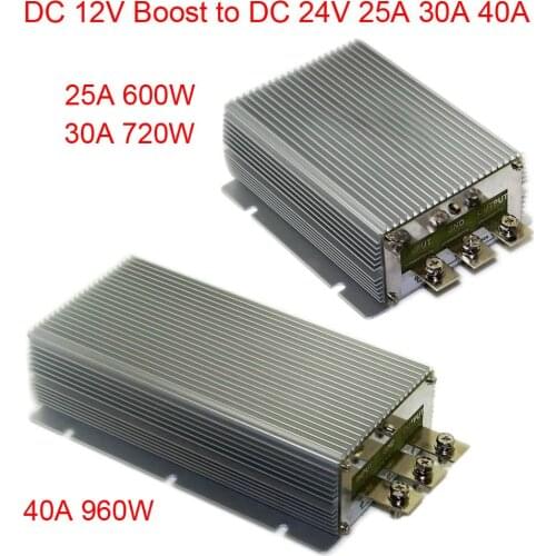 Practical DC 12V Boost to DC 24V 25A 30A 40A Power Supply Converter Module Waterproof Output short circuit protection aluminum
