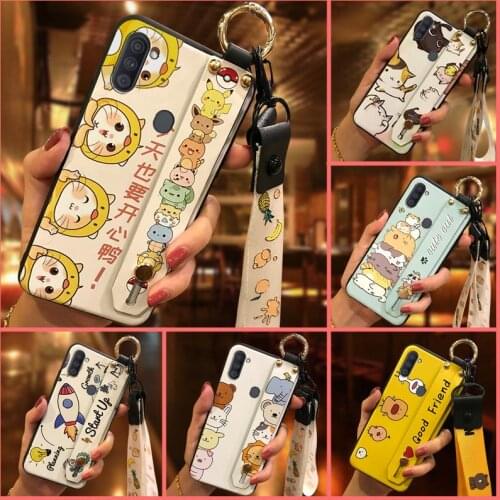 Wrist Strap For Girls Phone Case For Samsung Galaxy A11/SM-A115F Soft Case Wristband For Woman Anti-knock