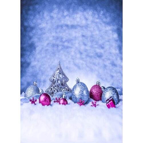 Christmas Ball Snow Blue Bokeh Photographic Backdrop Vinyl Cloth Backgrounds for Baby Child Photo Studio Fotografia Photophone