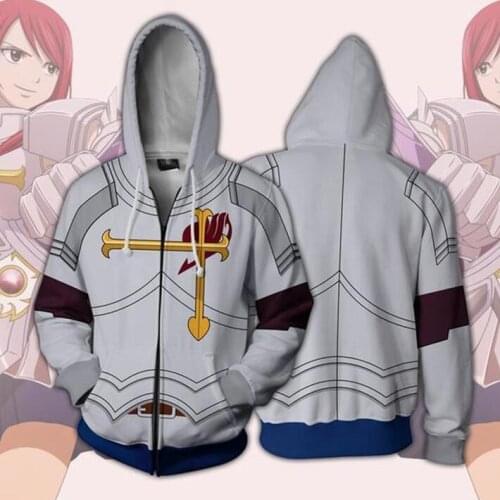 Anime Fairy Tail 3D Hoodies Men Women Sweatshirts Erza Scarlet Full Print Fairy Tail Hoodies Men Oversized Pullovers Sweatshirt