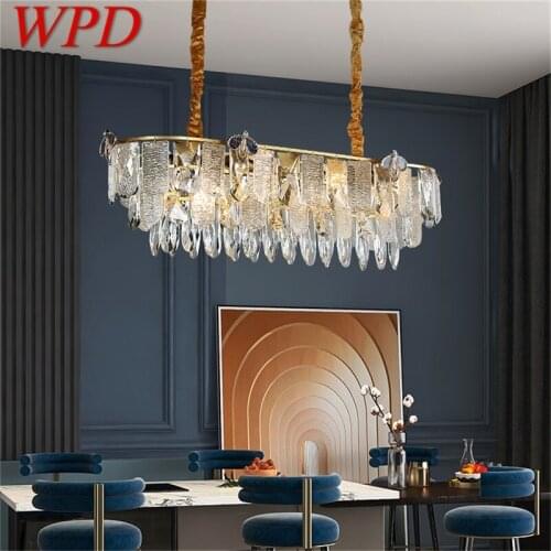 WPD Chandelier Gold Oval Pendant Lamp Postmodern LED Lighting Fixture for Home Living Dining Room