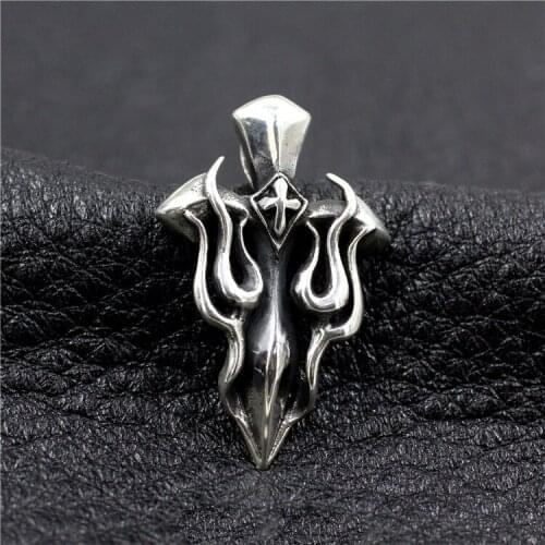 925 Sterling Silver handmade Blood Mary fire cross Pendant Charm jewelry A5319