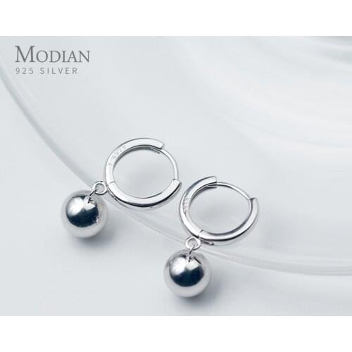 Modian New Arrive Big Balls Sterling Silver 925 Hoop Earring for Women Simple Earring Korea Style Fine Jewelry Accessories