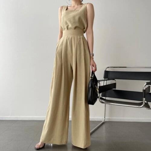 Vintage Women Jumpsuits Fashion Korea chic Square Collar vest Sexy Thin Suit Female jumpsuits 2020 Casual Women Set 281E liang