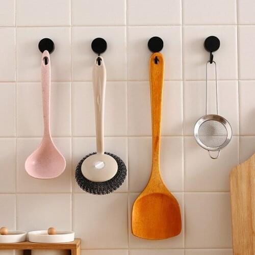 1/5/10/20pcs Self Adhesive Hooks Solid Plastic Hat Bag Hanging DIY Key Holder Wall Hanger Multi-Purpose Kitchen Living Room Hook