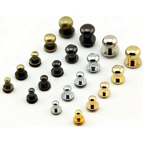 10pcs Monk Head Screws Leather Craft Belt Wallet Solid Brass Nail Rivets Screws Bags hardware part clothes Hand sewing supplies