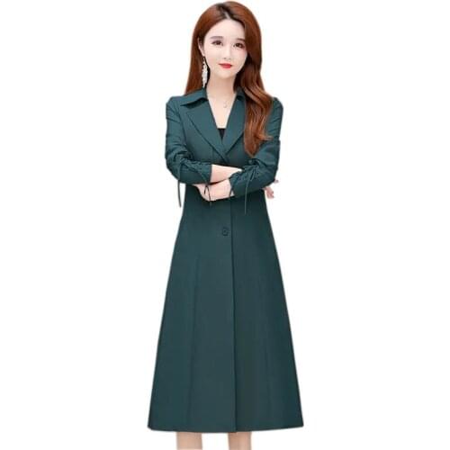 2021 New Fashion Spring Autumn Windbreaker Womens Cape Outerwear Plus Size Single-breasted X-Long Trench Coat Casual Tops
