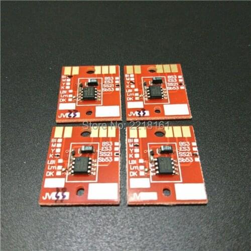 4pcs/lot Eco solvent plotter Mimaki Permanent chip JV33 JV5 CJV30 HV34 TS3 ink cartridge chip C M Y K SS21 ES3 auto reset chips
