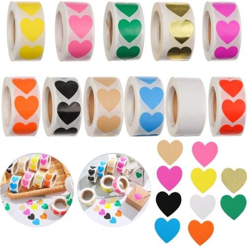 500PCS/Roll Love Heart Label Sticker Stationery Sticker Scrapbooking Package Gift Packaging Seal Labels Wedding Decor
