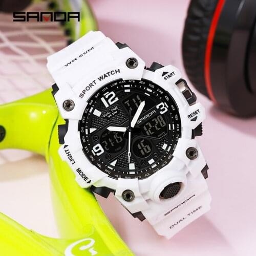 SANDA 2021 Brand Ladies Watch White G Style Sports Boy Watch Digital Waterproof Casual Female Clock Relogios Masculino 942