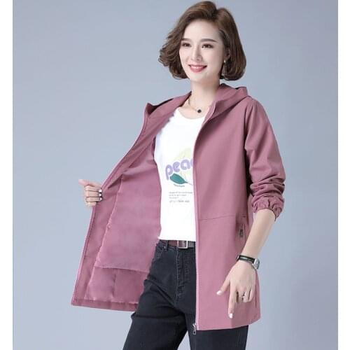 Double Layer Women Windbreaker 2021 New Spring Autumn Hooded Basic Jackets Plus Size 4XL Long Sleeve Zipper Ladies Coat Lining