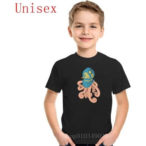 Hip hop octopus in a scu-ba mask children T-shirts kids Short Sleeve boys clothes Cotton 2020 Hot Sale Hipster Tops girl clothes