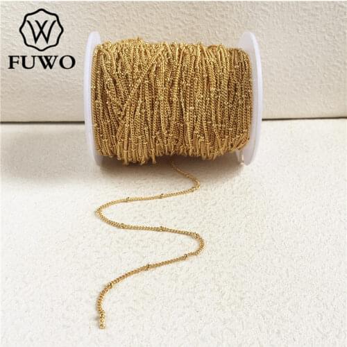 FUWO Wholesale Womens Satellite Chain With Gold Color Plated Anti Tarnish Brass Necklace For Jewelry Making 1.5-2.5mm NC008