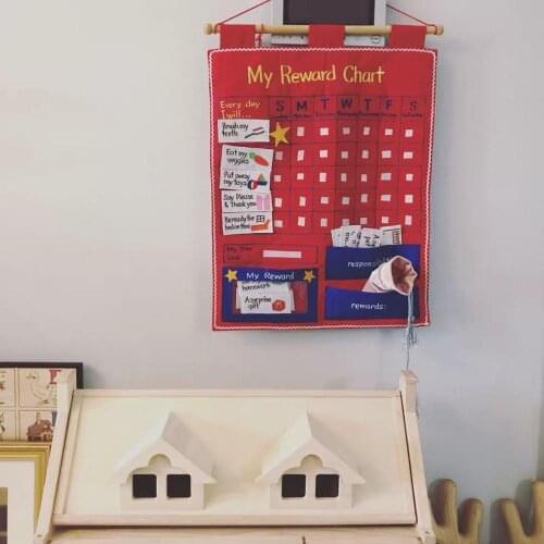 Kids Reward Chart Baby Hanging Calendar Toy Time Learning Early Emotion Educational Cloth Calendars Wall Decor Toys for Children