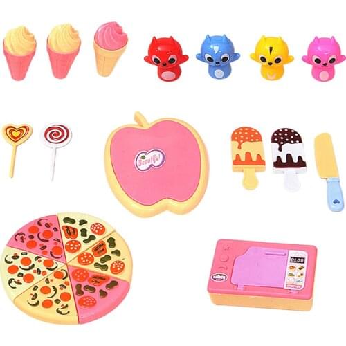 Play Food Set Simulation Dessert Pizza Ice Cream Playset Kids Pretend Play