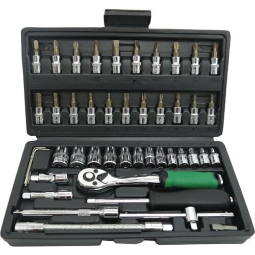 Automotive Car Repair Hand Wrench Tools 46 in 1 Car Repair Tool Socket Sets Combination Tool Case Adjustable Wrenches Set