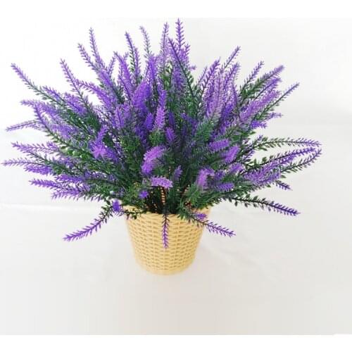 A Bundle 5pcs Artificial Flowers Lavender 5 Heads Bouquet Home Garden Decoration Wedding Purple Romantic Flower Ornament Fake