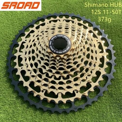 2021 SROAD 12 Speed 11-50T Golden Cassette MTB Cassette STEEL CNC Made 12V Bike Freeewheel For Shimano Hub Super Light
